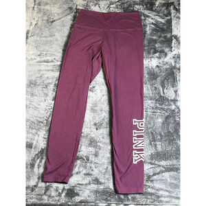 Victoria Secret Pink Leggings Womens Medium Maroon "Pink" Yoga Gym Pants